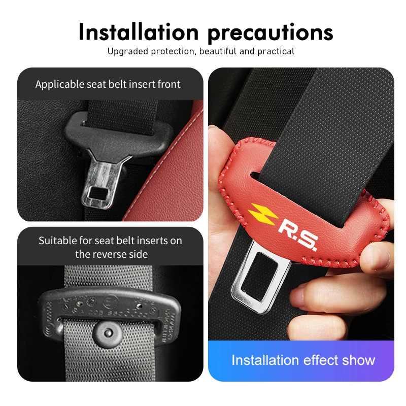 Car Seat Belt Buckle Leather Anti-Scratch Protector Cover For Renault Cupra Ibiza RS Dacia Ateca Altea Arona Tarraco Leon Sport