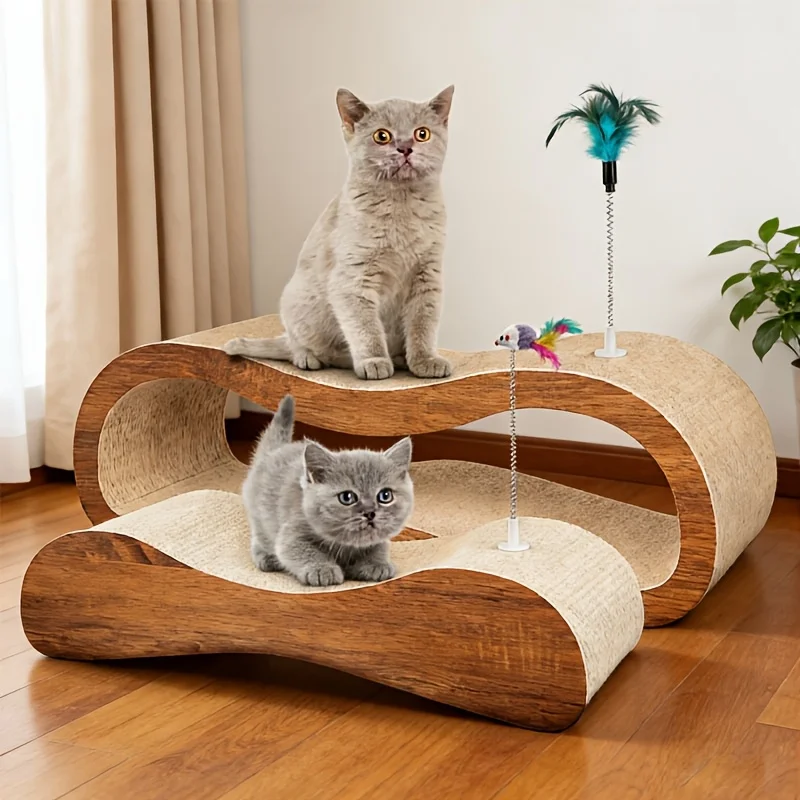 

Картонная лежанка-когтеточка 2 в 1 | Прочные многослойные подкладки для мебели, предотвращающие повреждения, большие, с игрушками, в подарок