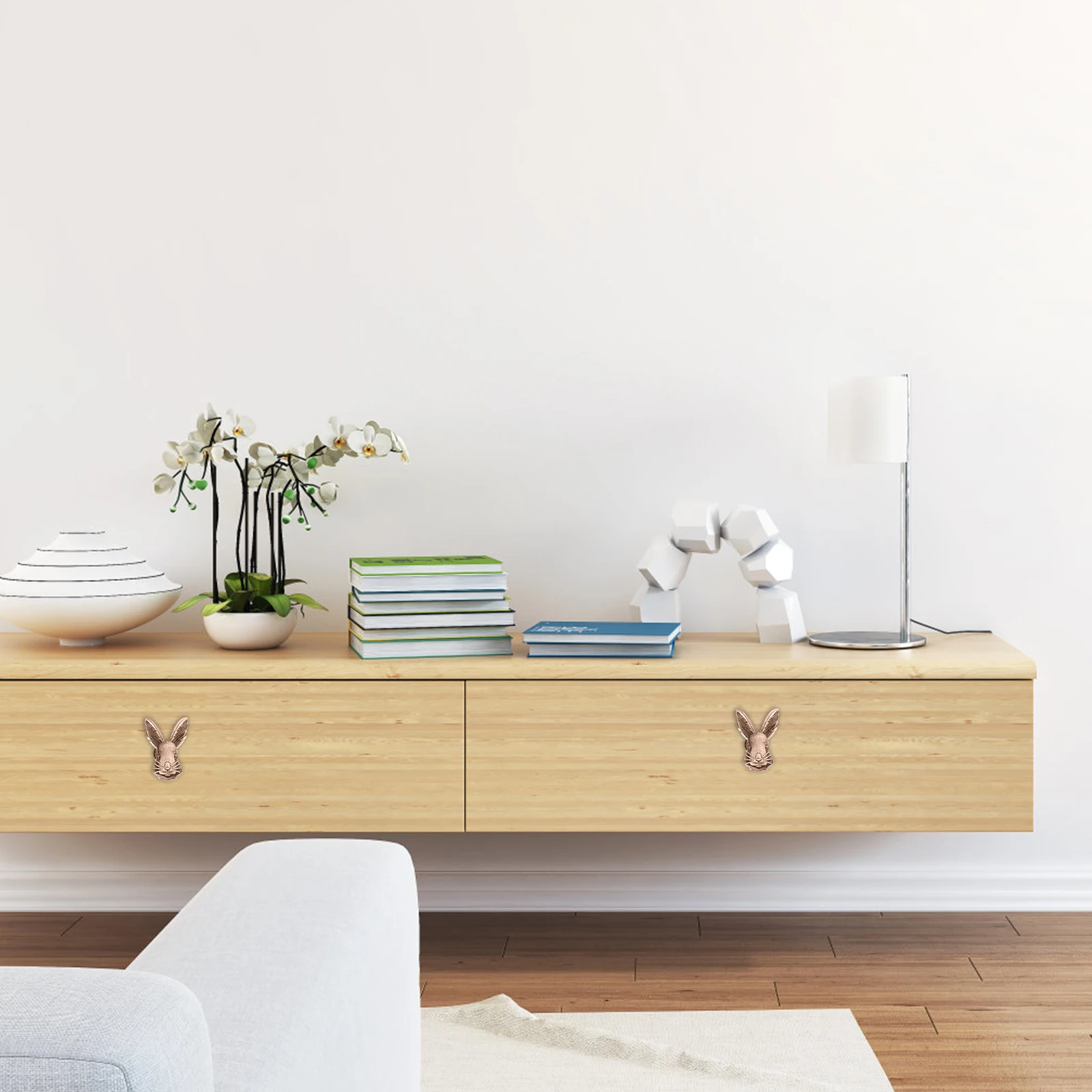 2pcs Rabbit Shaped Drawer H Cabinet Knob Furniture Accessory Smooth Decorative Wardrobe Hardware