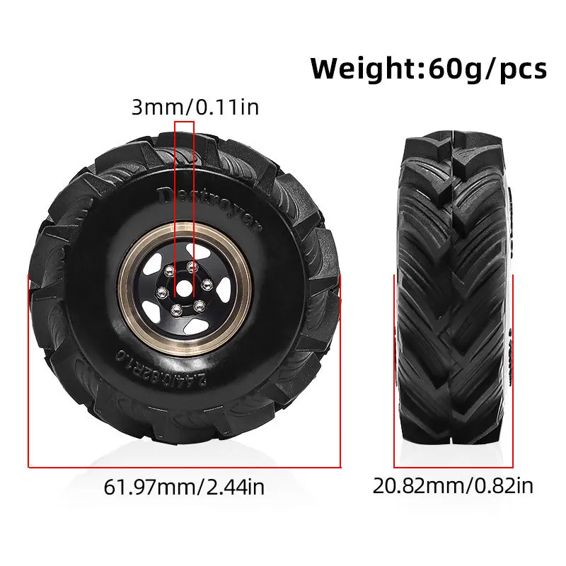 

1/18 TRX4M SCX24 FMS Ascent-18 1.0" Tires & Brass Hub | D320 | High-Grip Off-Road RC Upgrade