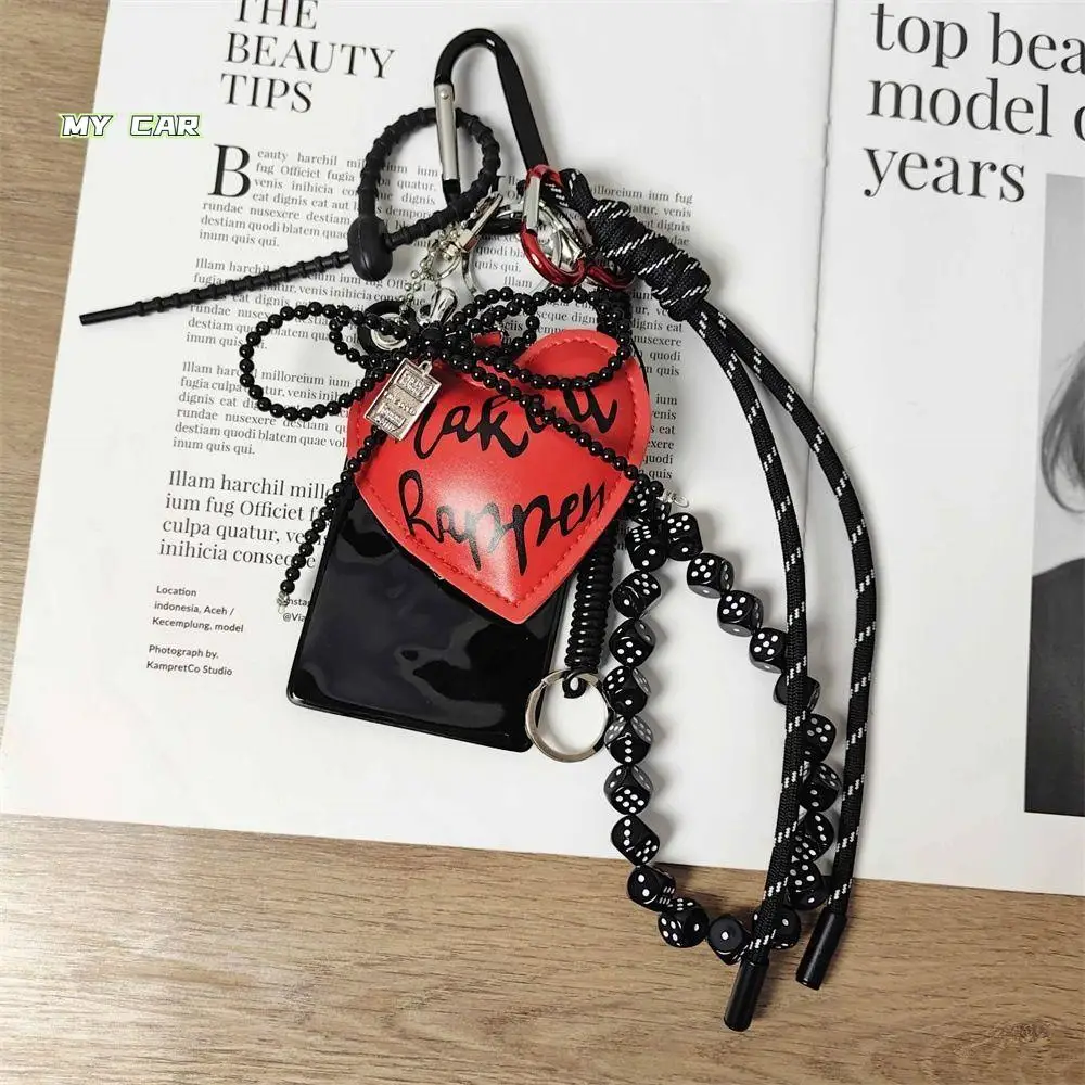 

Exquisite PU Leather Lovely Heart Shaped Keyring Pendant Ins Car Keychain Red Peach Love Red Love Rope Bag Charms Party