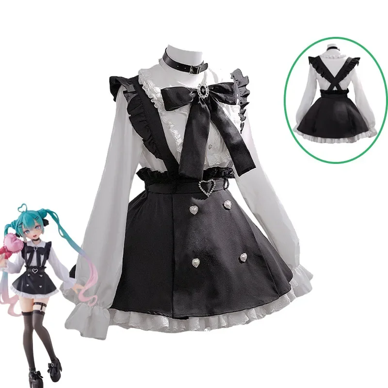 

Miku Fashion Subculture Dress Uniform Outfit 2024 Anime Cosplay Cute Girl Lolita Bowknot Skirt Suit JK School Uniform Long Wig