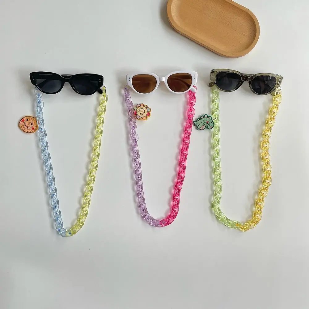 2Pcs/Set Spring Summer Kids Cat Eye Sunglasses Fashion Kawaii Sunscreen Eyeglasses Outdoor with Eyeglass Chains Children Eyewear