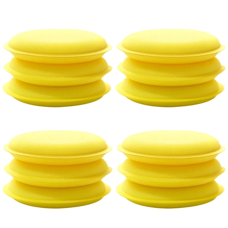 12Pcs Car Round Waxing Polish Sponges Foam Applicator Pads Curing and Polishing Sponges Car Wash Detailing