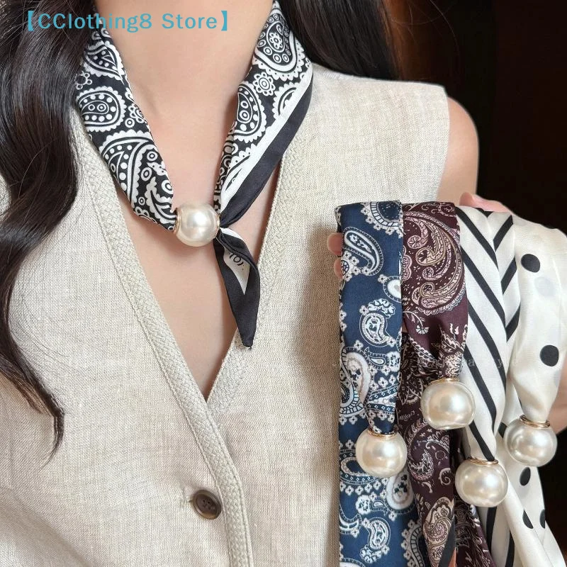 French Pearl Necklace Magnetic Clasp Lazy Scarf Women Pendant Neck Warmer Clavicle Chain Accessory【AliS8】