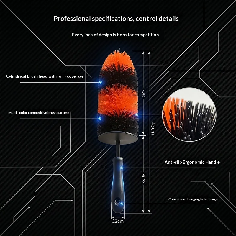 Car Wheel Brush Soft Bristle Tire Rim Cleaner Tool Non Scratch Long Handle For Brake Dust Removal