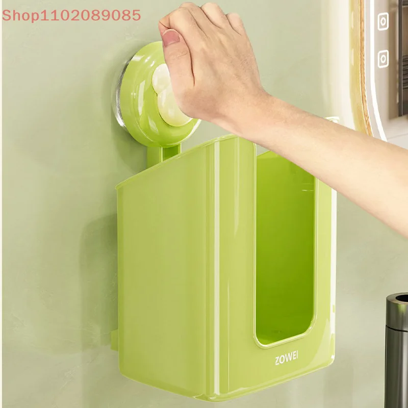 Suction Cup Tissue Box Wall Mounted Large Capacity Wipe Container Punch Free Wet Wipes Dispenser For Kitchen