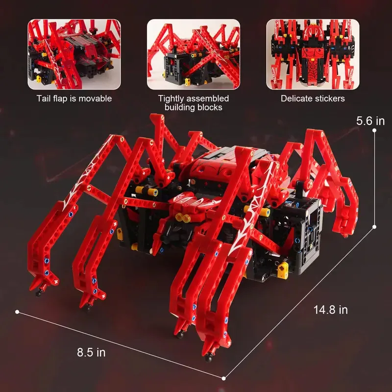 818pcs Technical RC Insect Robot Building Blocks Creative Expert MOC Motorized Red Spider Model Bricks Boy Toy Kid Birthday Gift