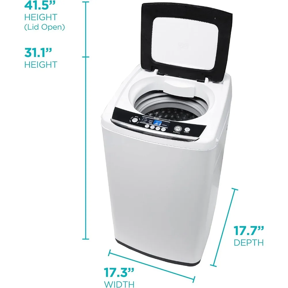 0.9 Cu. Ft. Portable Washer, 6.6 Lb. Capacity , 5 Wash Cycles, Quick Connect Sink Adapter and Drain Hose, LED Display