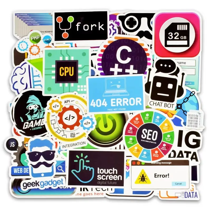 

Vinyl Developer Programming Laptop Stickers Pack 50 Pcs C++ Stickers App Decals for Laptop Ipad Car Luggage Water Bottle Helmet