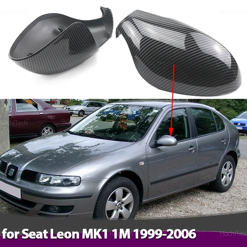 

High Quality Carbon Fiber Look Rear View Mirror Cover Replacement Style Side Wing Mirror Caps for Seat Leon MK1 1M 1999-2006