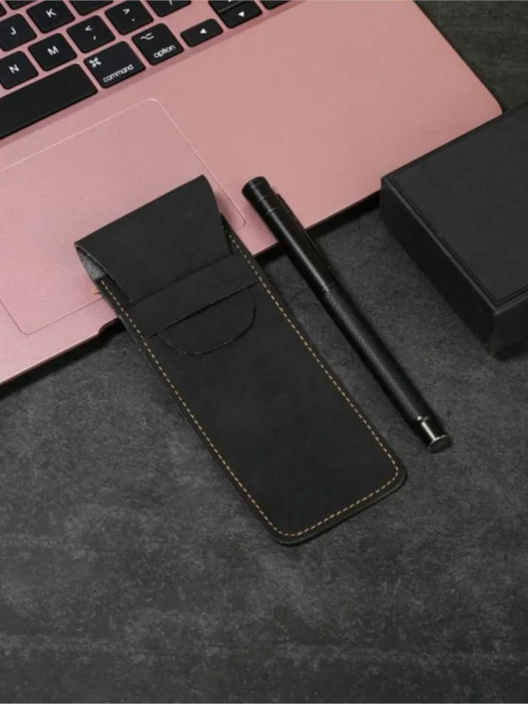 Étui à stylos en cuir Vintage, pochette à stylos de poche, Mini sac de rangement de papeterie pour étudiants, bureau, femmes, hommes, voyage d'affaires