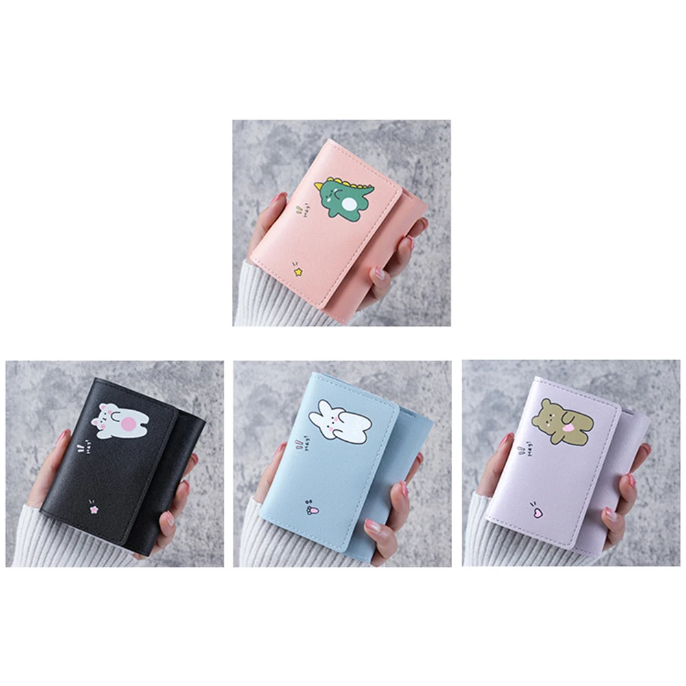 Tarjetero con ranuras para múltiples tarjetas, tarjetero pequeño de tres pliegues, billeteras bonitas para mujer, billeteras cortas de dibujos animados de tres pliegues para estudiantes informales