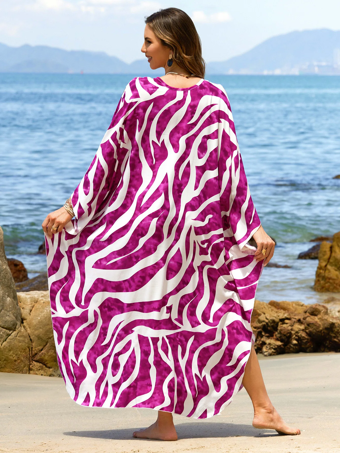 Caftans for Women Rose Striped Printed Beach Dresses Hand Woven Kaftans Summer Vacation 2026 New Hot Sales