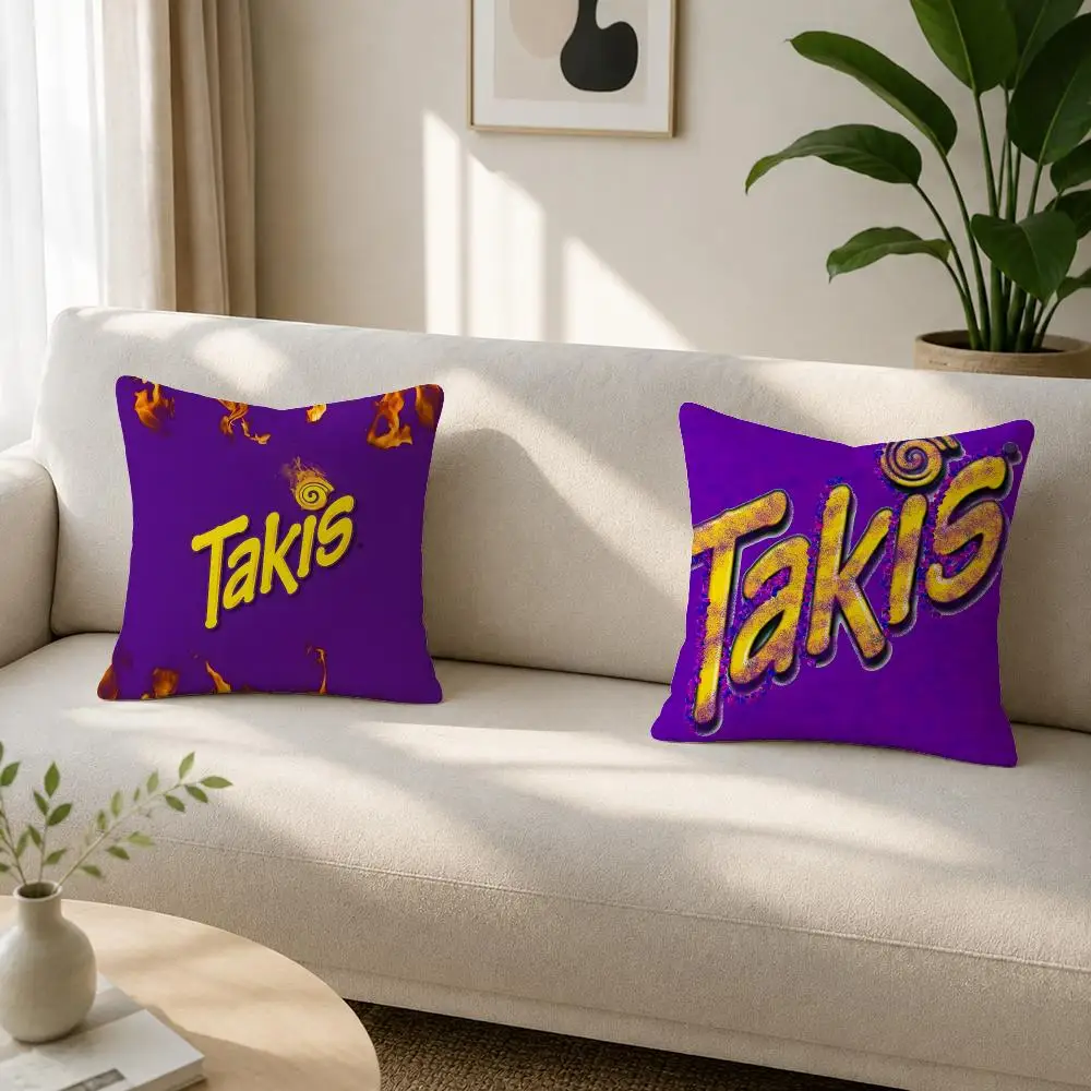 Snack Brand Takis Chips Cushion Cover Soft Plush Cushion Covers Fluffy Throw Pillow Cases for Sofa Bedroom Home Decor