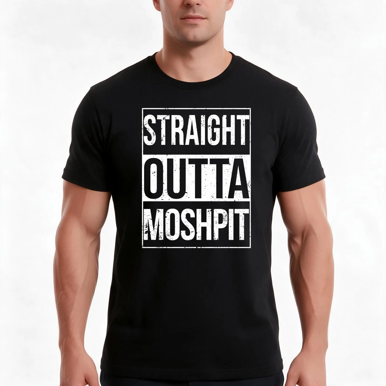 Straight Outta The Moshpit T-Shirt, Summer Casual Cotton Tee, Oversized Streetwear Tops, Vintage Graphic Print, Unisex Men Women