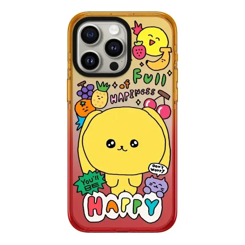 

Peach Gradient Border 2.0 Acrylic Korean Cartoon Pattern iPhone 11 12 13 14 15 Pro Max Protective Case