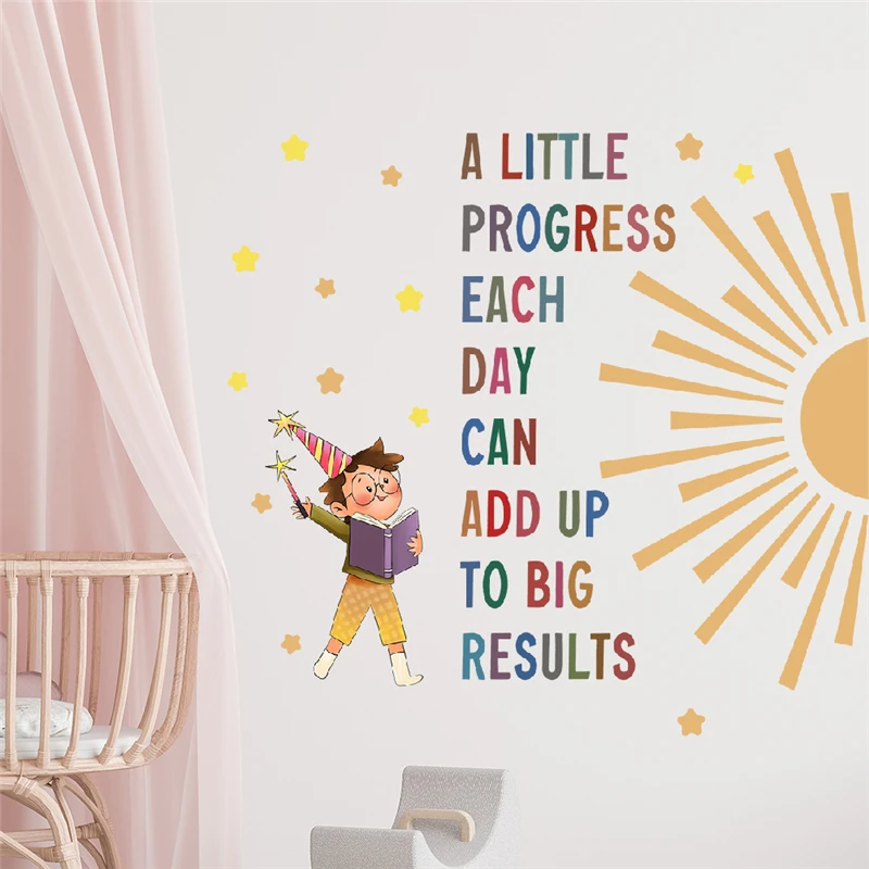 A Little Progress Each Day... Inspirational Quotes Wall Stickerss For Home Decoration Educational Posters Bedroom Classroom Use