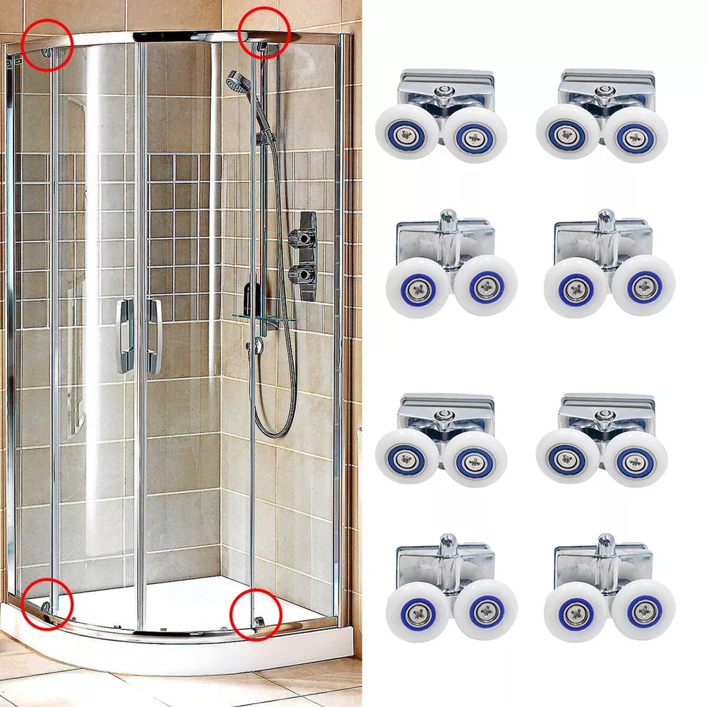 

Home Bathroom Chrome Roller Replacement ABS Shower Door Accessory Part Shower Screen Rollers Easy Installation