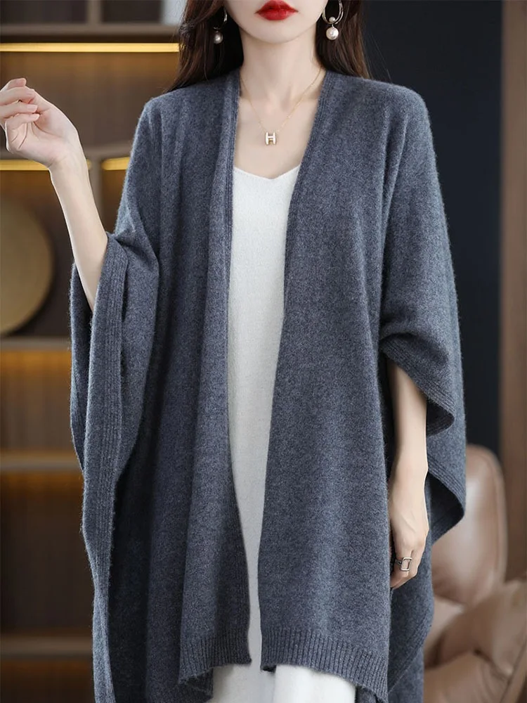 Women Clothing  Spring and Autumn New Design Sense Fashionable Big Shawl Scarf Women Cardigan Cape Loose Style Casual Sweater