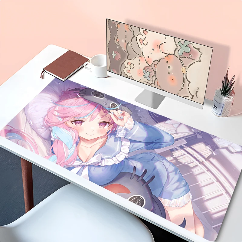 Hololive Minato Aqua Speed Mouse Pad Laptop Pink Kawaii Anime Girl Mousepad XXL Black Cat Keyboard Rug PC Gamer Cabinet Desk Mat