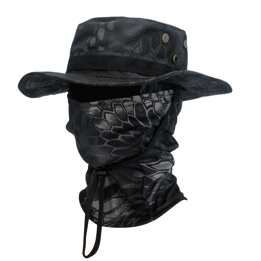 2 Teile/satz Männer der Sonnenschutz Breite Krempe Hut Mit Balaclava Mix Set Atmungsaktive Jagd Hut Outdoor Camping Wandern Angeln Kappe