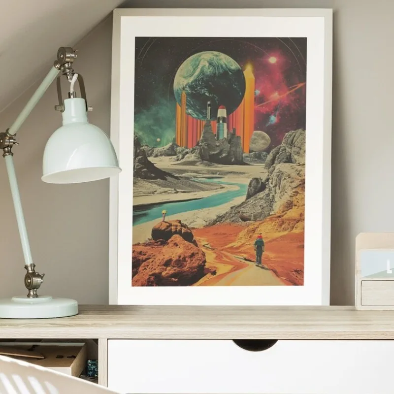 Retro Futuristic Supernova Universe Poster Cosmic Planet Space Adventure Canvas Painting Scifi Wall Art Living Room Home Decor