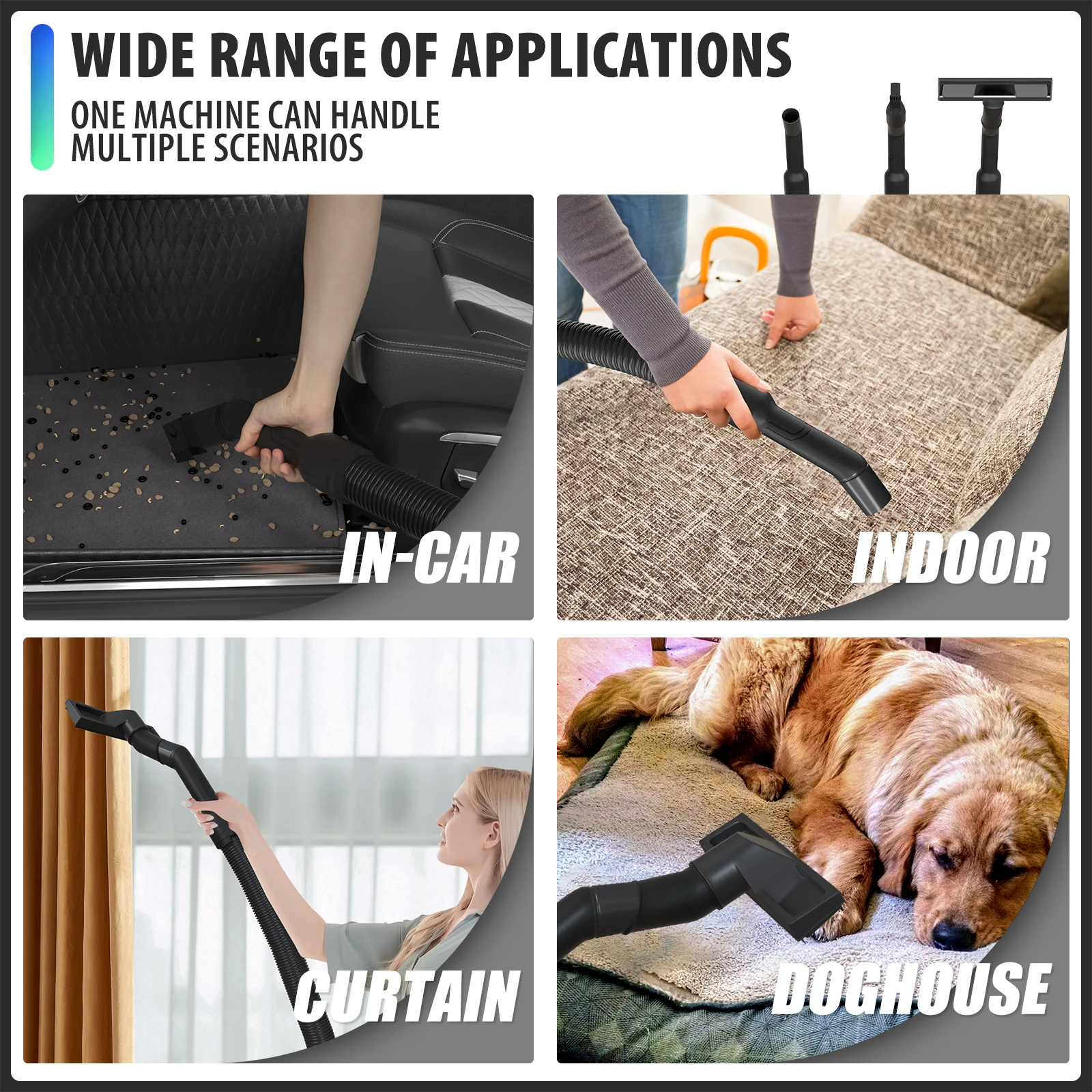 BRIEFNESS 3 في 1 مكنسة كهربائية رطبة/جافة مكنسة كهربائية برميلية صناعية مع وظيفة نفخ متعددة الوظائف بدون كيس 16KPA 15L