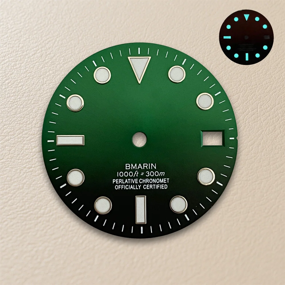 28.5mm S Logo SUB Gradient Dial Fit NH35/NH36/4R/7S Movement Ice Blue Luminous High Quality Watch Modification Accessories view 5