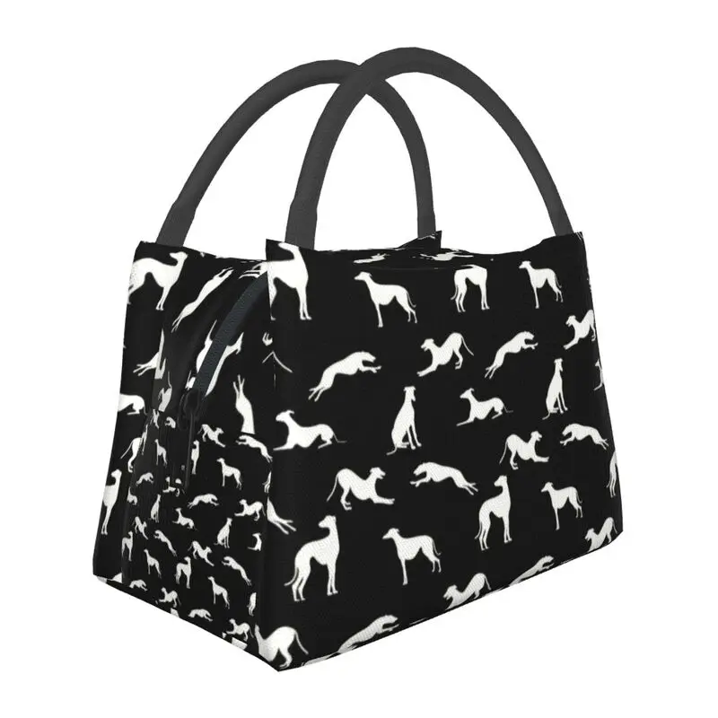Custom Greyt Greyhound Silhouettes Insulated Lunch Bag for Outdoor Whippet Sighthound Dog Portable Cooler Thermal Lunch Box