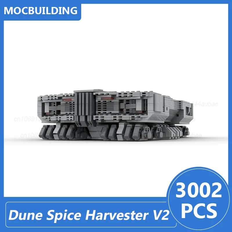 

Dune Spice Harvester V2 с интерьером MOC, строительные блоки, сделай сам, сборка кирпичей, космическая архитектура, дисплей, рождественские игрушки, подарки, 3002 шт.