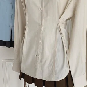 Maillard Damen Blue American Vintage High Street formelle Kleid Taille Hemd Design Speed Lapela Girl Button Top Shirt 6 Hauptverkaufskleid Blue Shirt - №2