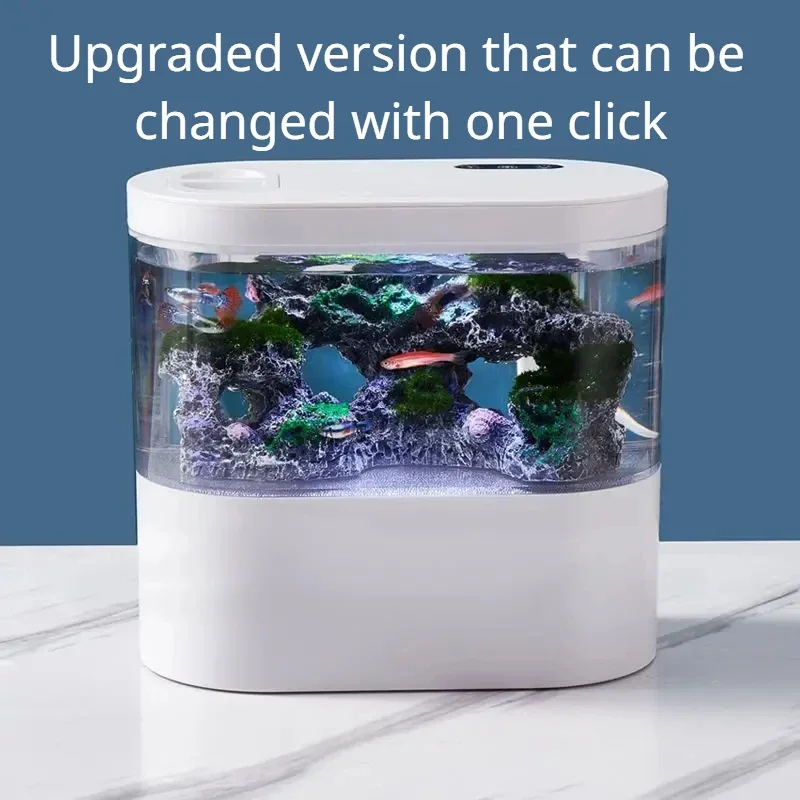 

Upgrade Version of Aquarium, One-click Water Change with Built-in Water Pump, LED Light and Filter self-circulation