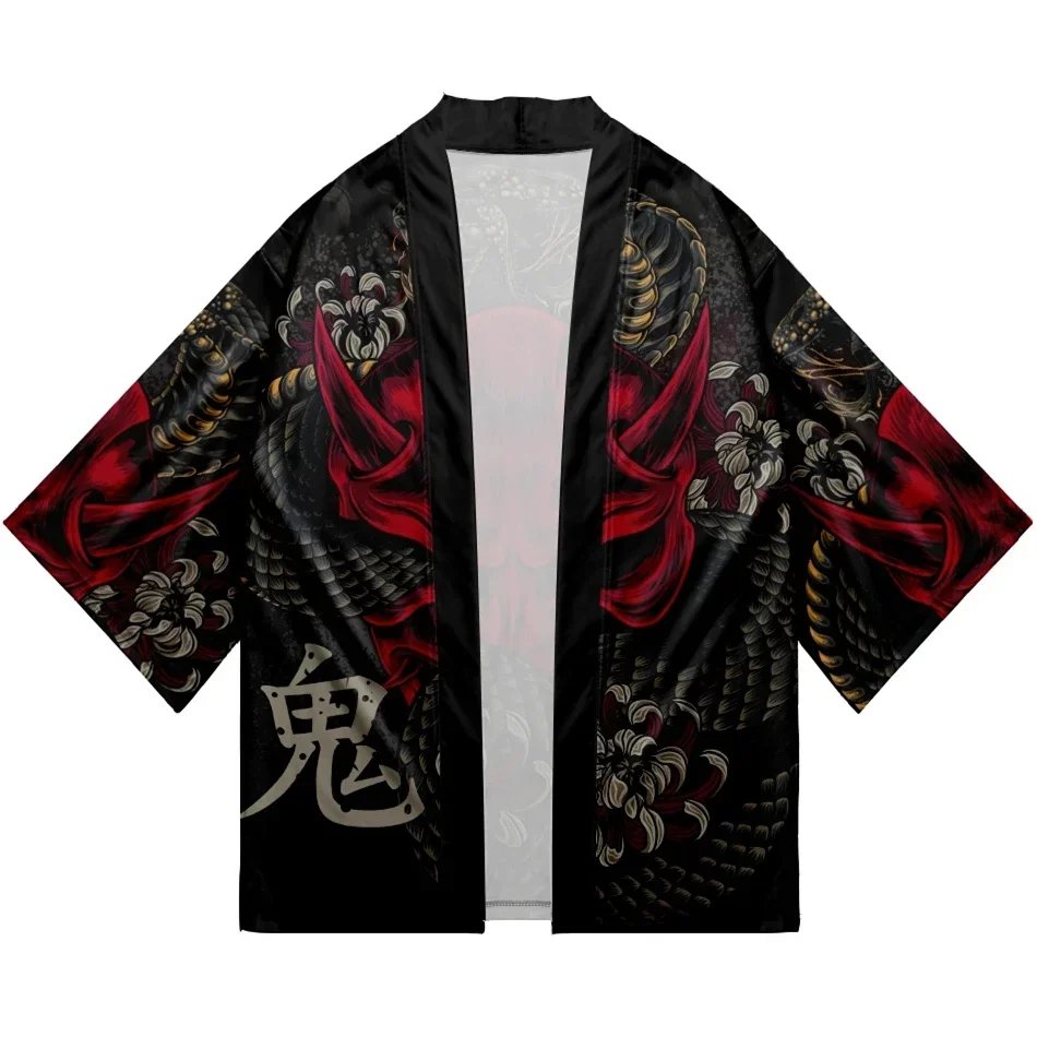 ثعبان شيطان نمط معطف ثوب الكيمونو الياباني سترة قميص النساء هاوري يوكاتا تأثيري الرجال الملابس التقليدية