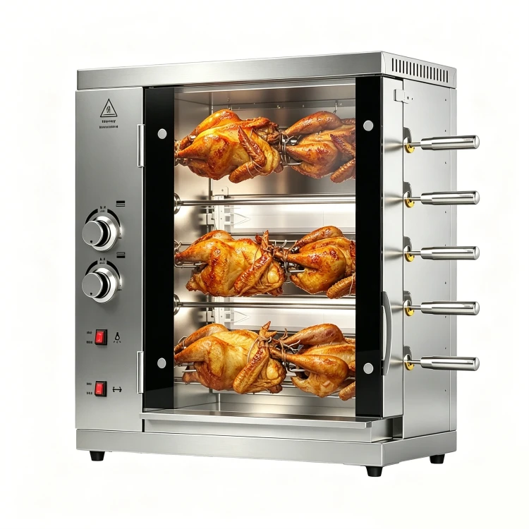 Commercial Cooking Gas Chicken Grill Machine Restaurant Stainless Steel 5 Rod Rotisserie Oven Auto Roast Chicken Meat Griller