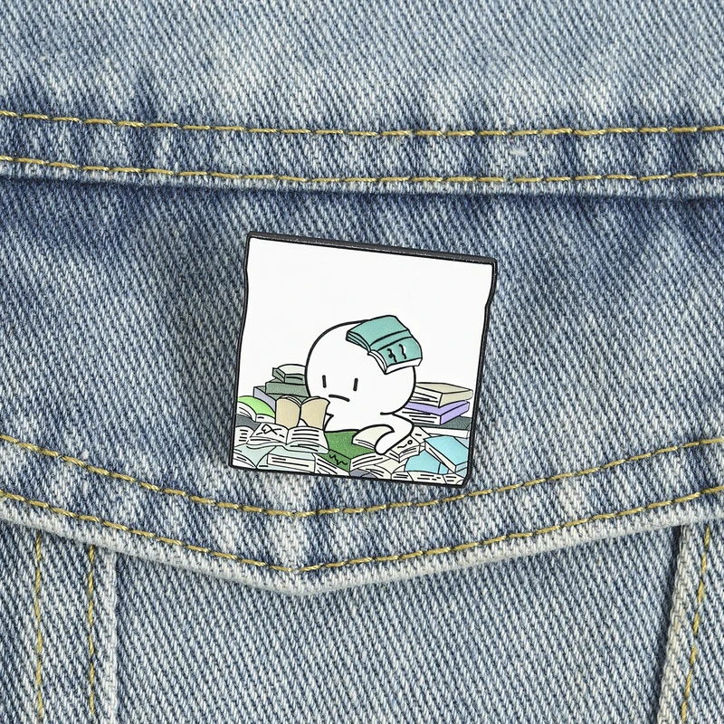 Niedliche Bücherwurm-Emaille-Pins, Cartoon-Bücher-Memes-Brosche, Reversnadel, Lese-Liebhaber-Schmuck-Accessoire, Geschenke für Mädchen und Freundinnen