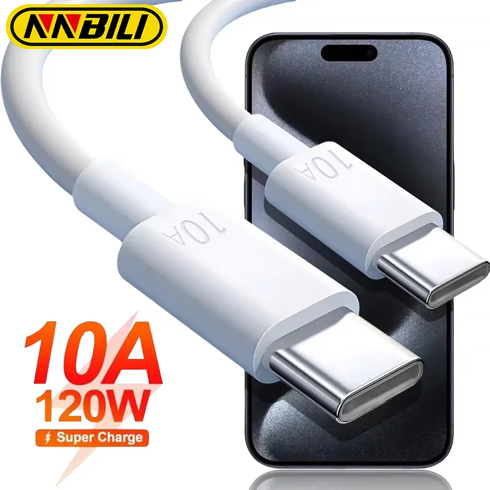 NNBILI New PD120W 10A Super Quick Charging Dual TypeC Data Cable for iPhone 15 Plus HUAWEI P70 Xiaomi 14 Data Transfer Wire Cord