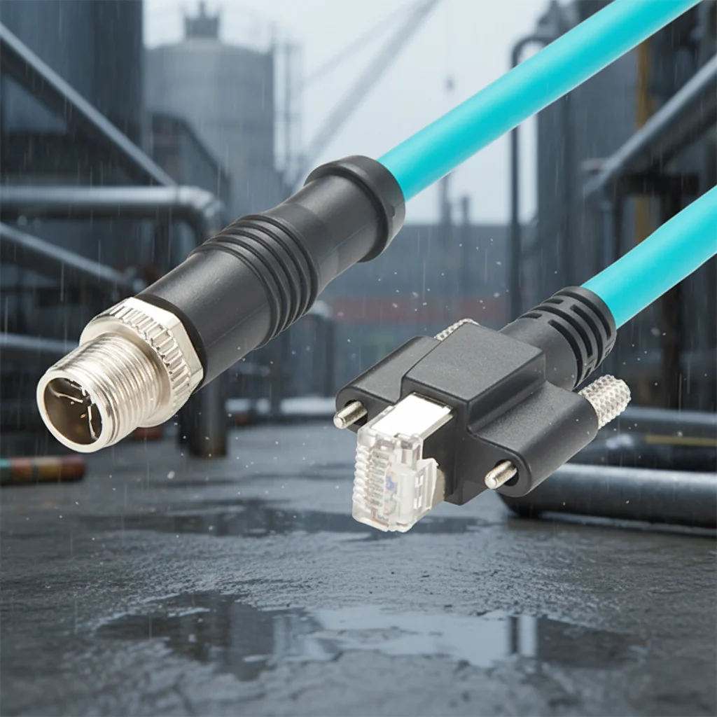 Premier Cable CAT6A M12 8 Position X-Code Male Female Panel Mount High Flex Gold-Plated Contacts IP67 Industrial Ethernet