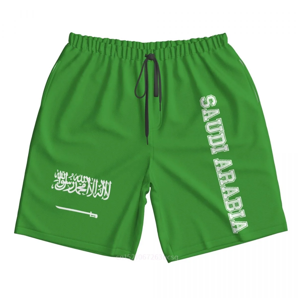 

Мужские летние пляжные шорты для бега, пляжные шорты из полиэстера с 3D принтом флага Саудовской Аравии, с карманами, лето 2023