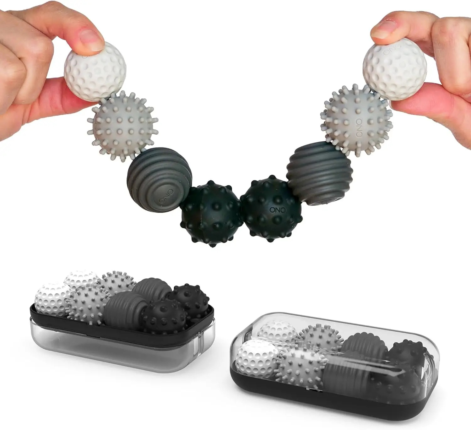 

Текстурированные силиконовые магнитные шарики с углублениями, выступами и волнистыми узорами - антистресс-игрушка для взрослых (графитовый цвет, набор из 8 штук)