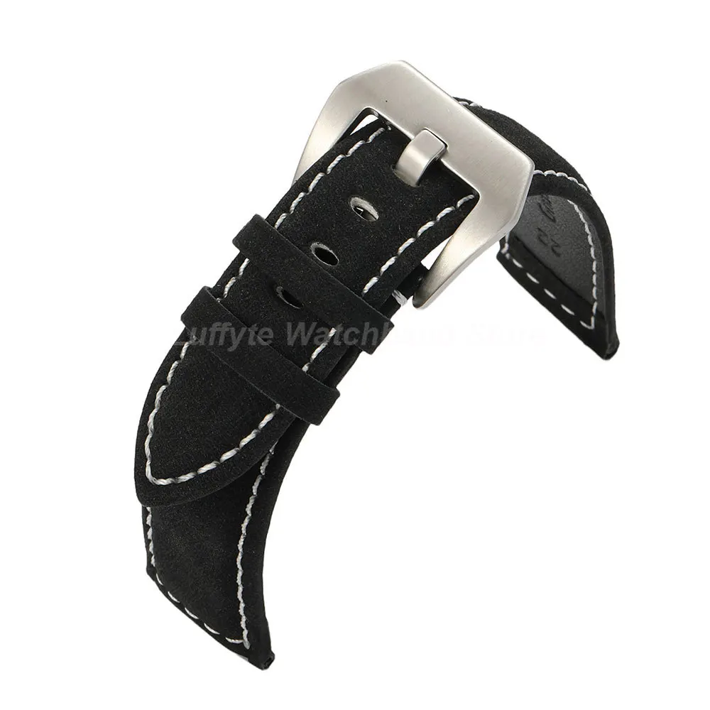 Retro Business Style Men Synthetic Leather Watch Band 18mm 20mm 22mm 24mm Replacement Frosted Watch Strap