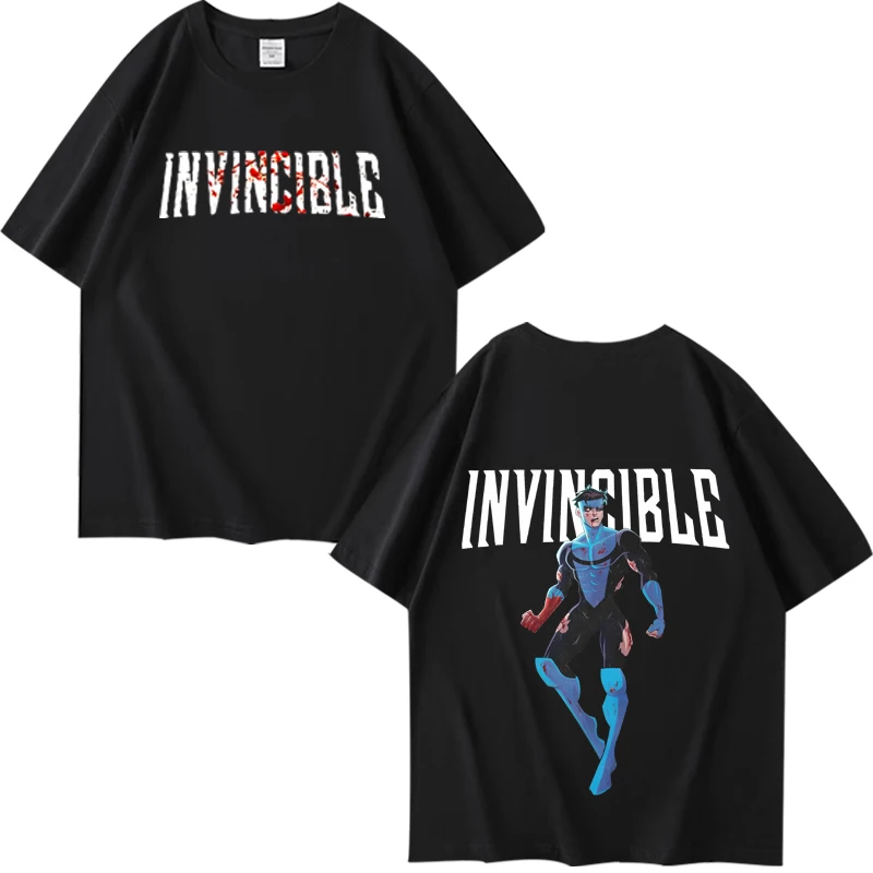 Invincible Blood Splat Logo Merch T Shirt men women manga  Oversized 100% Cotton short sleeve Summer print Unisex plus size tops