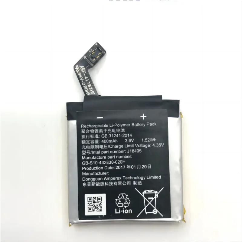 1pce for Sony J18405 GB-S10-432830-020H 400mAh 1.52Wh 3.8V Smart Watch Rechargeable Battery