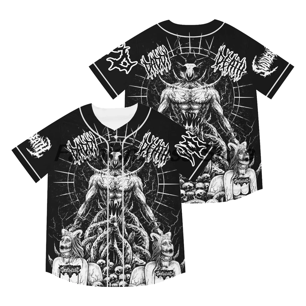 

Svdden Death Black Jersey Baseball Jacket Shirts V-Neck Short Sleeve Button-Down Tee Women Men Streetwear Tops