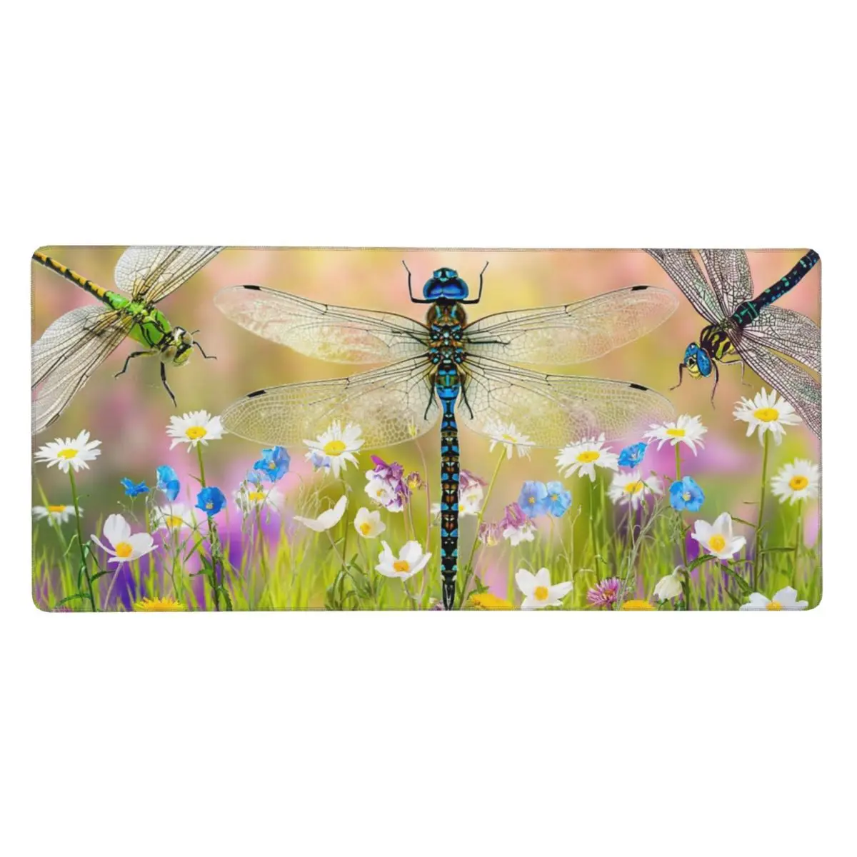 Dragonfly And Daisy Flower Large Mouse Pad Computer Keyboard Mouse Mat Gaming PC Laptop Desk Mat Office Accessories Table Mats