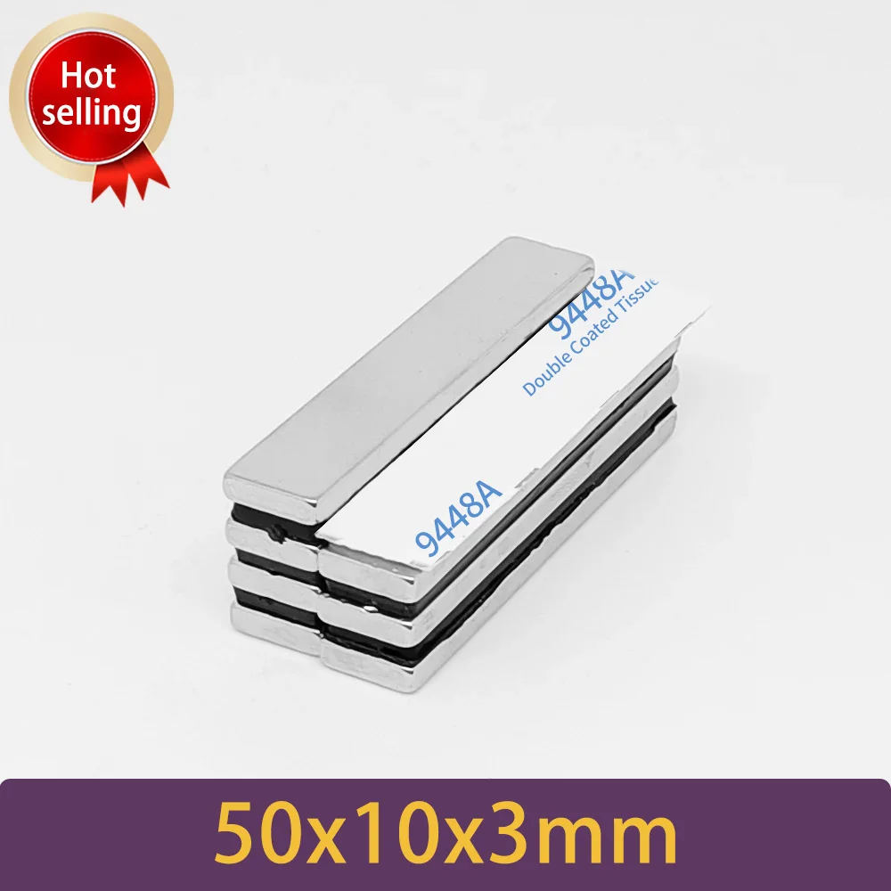 50x10x3mm Block Strong Powerful Magnets With 3M Tape 50*10*3 Long Quadrate Permanent Neodymium Magnet 50x10x3