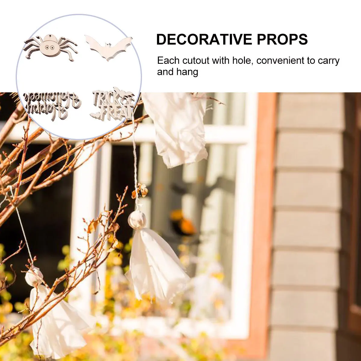 

40Pcs Halloween Wooden Ornaments Hanging Decorations Party Supplies Craft Decorations Wood Decor Festival Decor