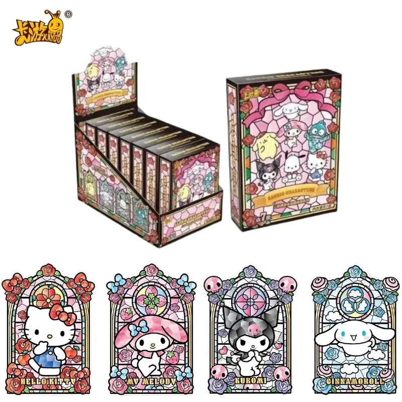 KAYOU Sanriso Family Stained Glass Badge Blind Box HelloKittys Kuromi Cinnamoroll Enamel Pin Collectible Pins for Fans