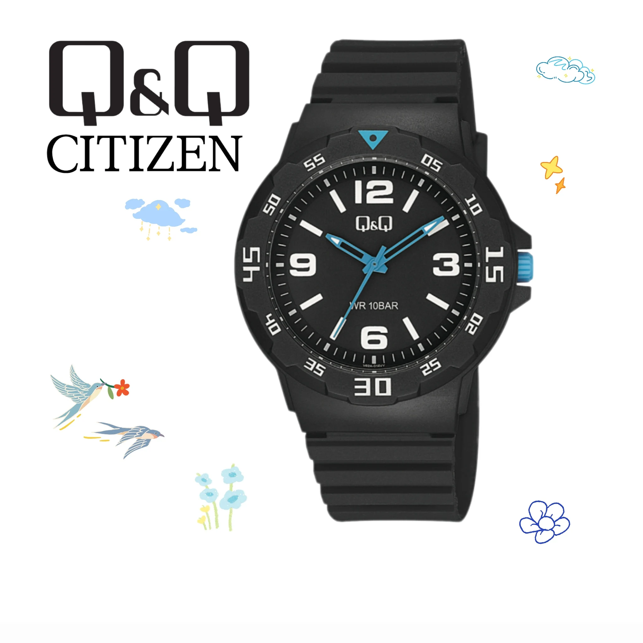 ساعة سيتيزن أصلية للرجال، ساعة تناظرية صامتة بمقياس صامت، ساعة كوارتز مقاومة للماء للأولاد والأطفال