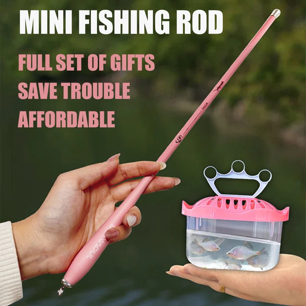 子供釣竿セットポータブルミニピンク初心者カーボンストリームロッド-15-30-メートル怠惰なフルセット